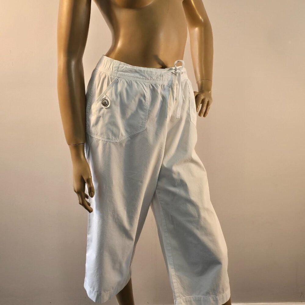 Land'n Sea Capri Pants Womens Size 10 Cotton White Cropped Pockets
